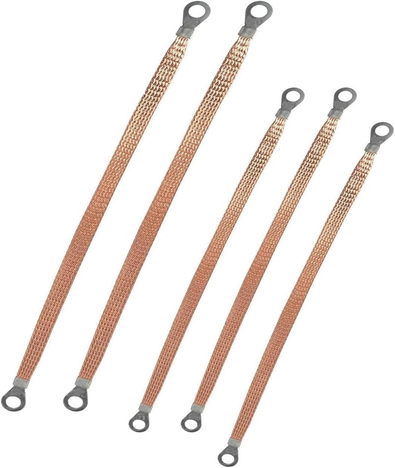Arwrilt 5 PCS Engine Ground Straps, 10" & 13" Car Engine Ground Strap Kit, Metal Flat Braided Copper Ground Strap, Universal Vehicle Grounding Straps for Most Cars (Gold) - Image 1